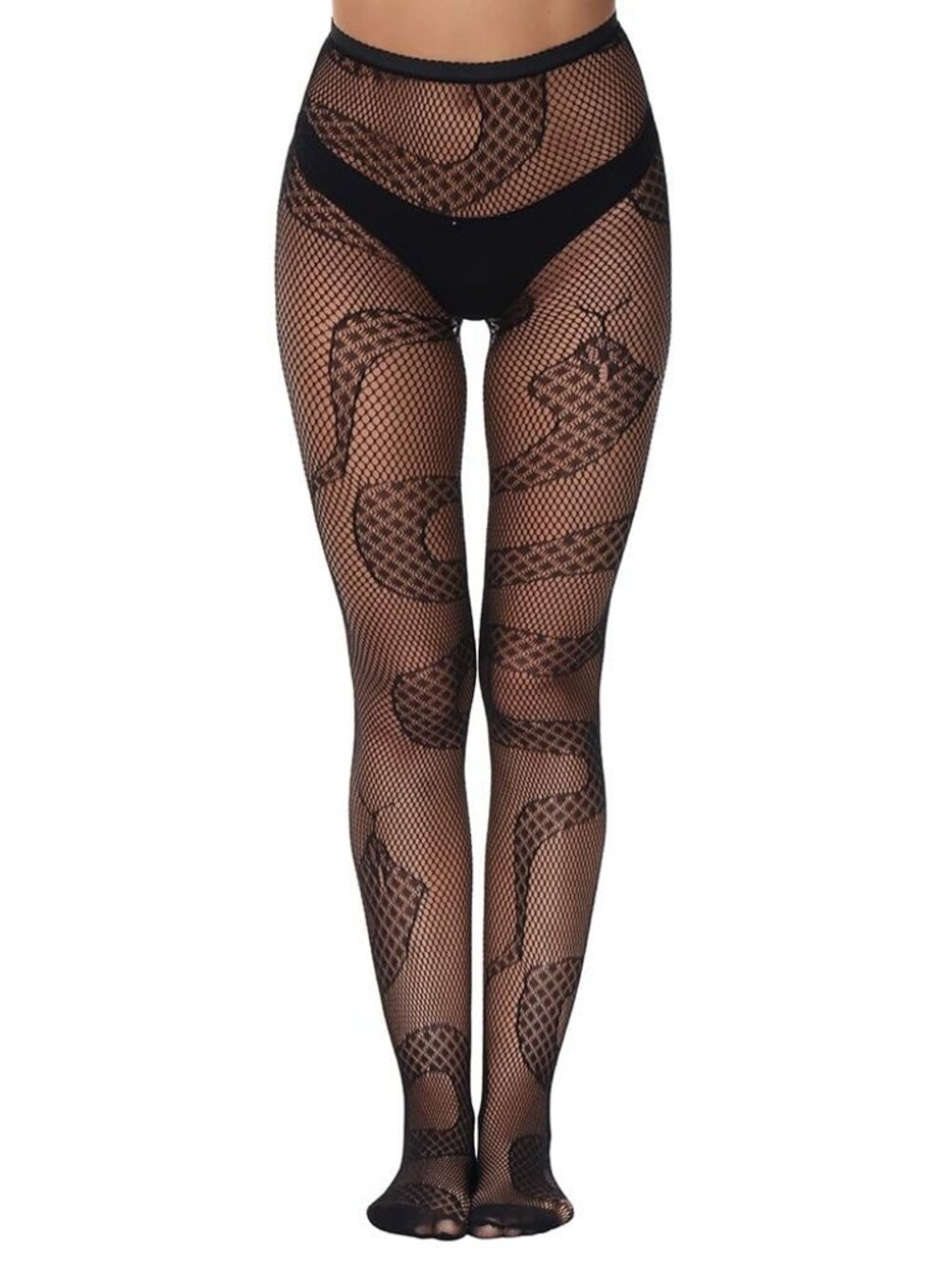 Women's Snake Pattern Mesh Gothic Black Fishnet Tights Pantyhose Stockings - Picture 3 of 3